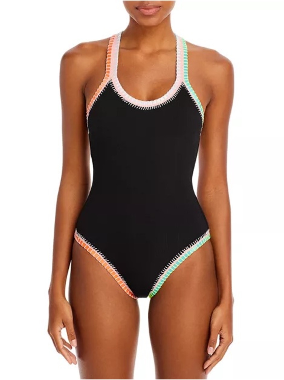 🌻NEW NWOT PQ Swim Crochet Trim One Piece Swimsuit Boho Lace Detail Size Large